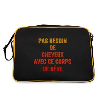Chauve Humour Cheveux - Sac Retro - noir/or - Dos