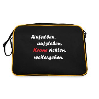 hinfallen, aufstehen, Krone richten, weitergehen - Retro Tasche - Schwarz/Gold - Hinten