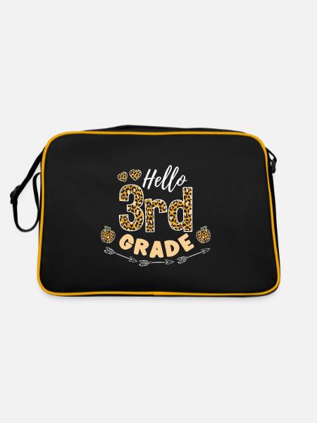 Hello 3rd Grade Leopard Teacher - Retro Bag - black/gold - Back