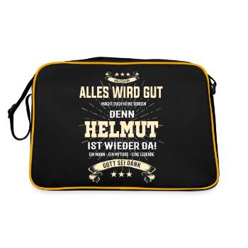 Alles wird gut denn Helmut ist da! Cooles T-Shirt - Retro Tasche - Schwarz/Gold - Hinten