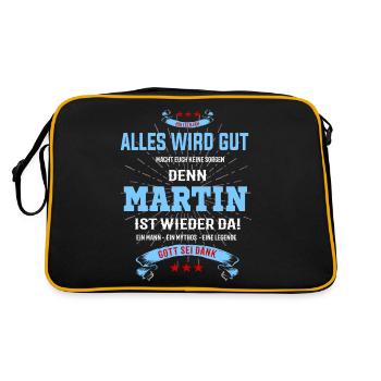 Alles wird gut, denn Martin ist wieder da! - Retro Tasche - Schwarz/Gold - Hinten