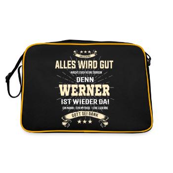 Alles wird gut denn Werner ist wieder da T-shirt - Retro Tasche - Schwarz/Gold - Hinten