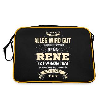 Alles wird gut denn Rene ist da Shirt - Retro Tasche - Schwarz/Gold - Hinten