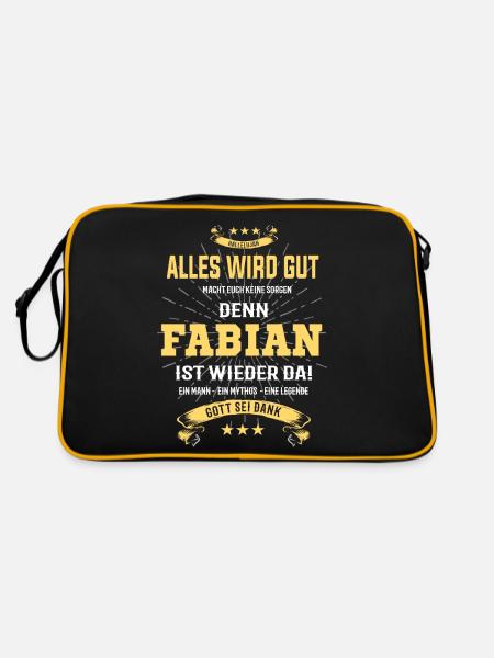 Alles ist gut denn Fabian ist wieder da - Retro Tasche - Schwarz/Gold - Hinten