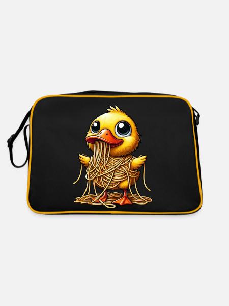 Canard sucré manger des spaghettis Italie Nourriture - Sac Retro - noir/or - Dos