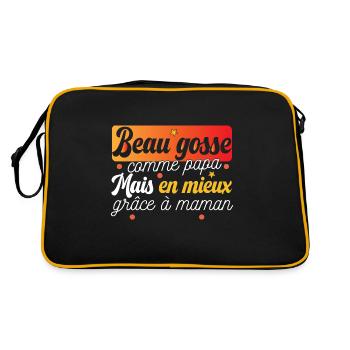 Beau gosse bébé enfant nourrisson body - Sac Retro - noir/or - Dos