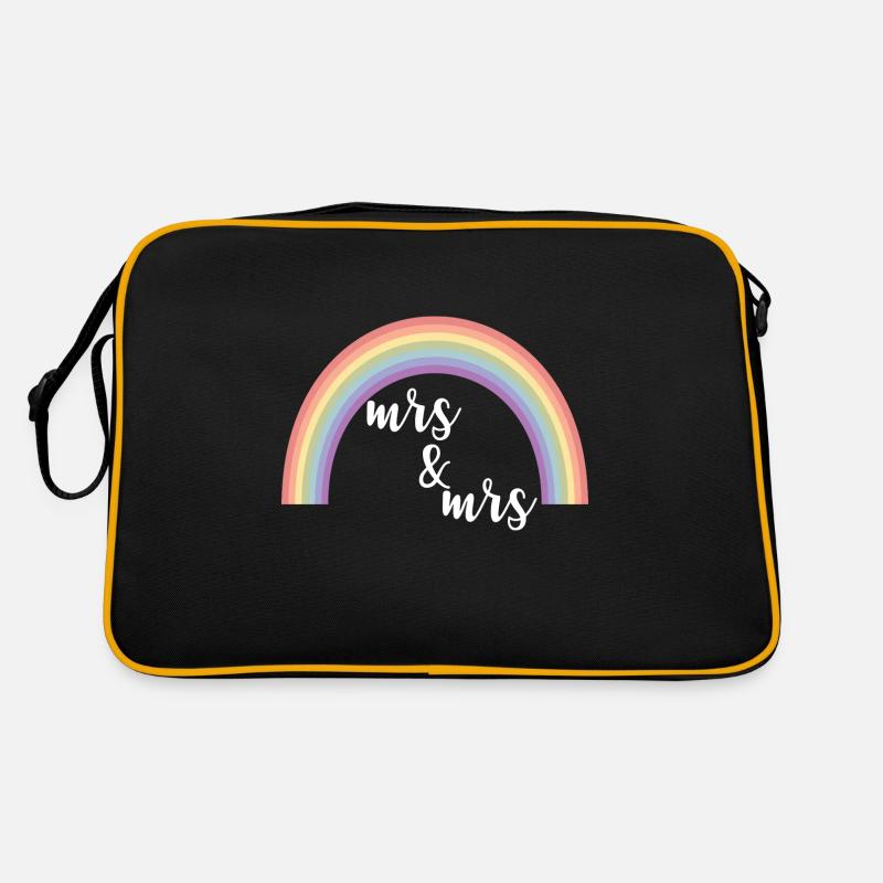 Regenbogenstreifen Mrs und Mrs Retro Tasche