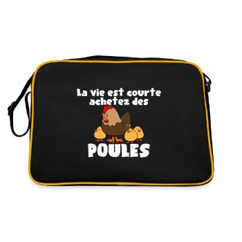Citation drôle sur les poules, achetez des poules - Sac Retro - noir/or - Dos