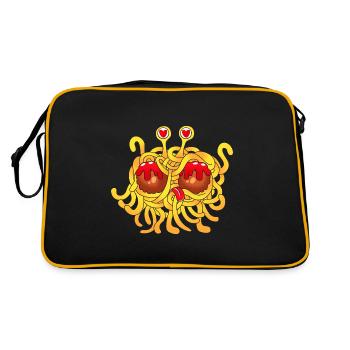 Flying Spaghetti Monster Pastafari FSM Atheist - Retro Tasche - Schwarz/Gold - Hinten