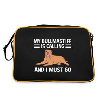 Bullmastiff Hund - Retro Tasche - Schwarz/Gold - Hinten