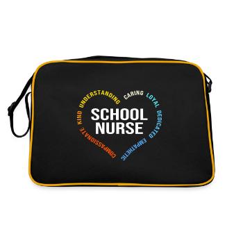Schule Krankenschwester Krankenhaus Medizin - Retro Tasche - Schwarz/Gold - Hinten