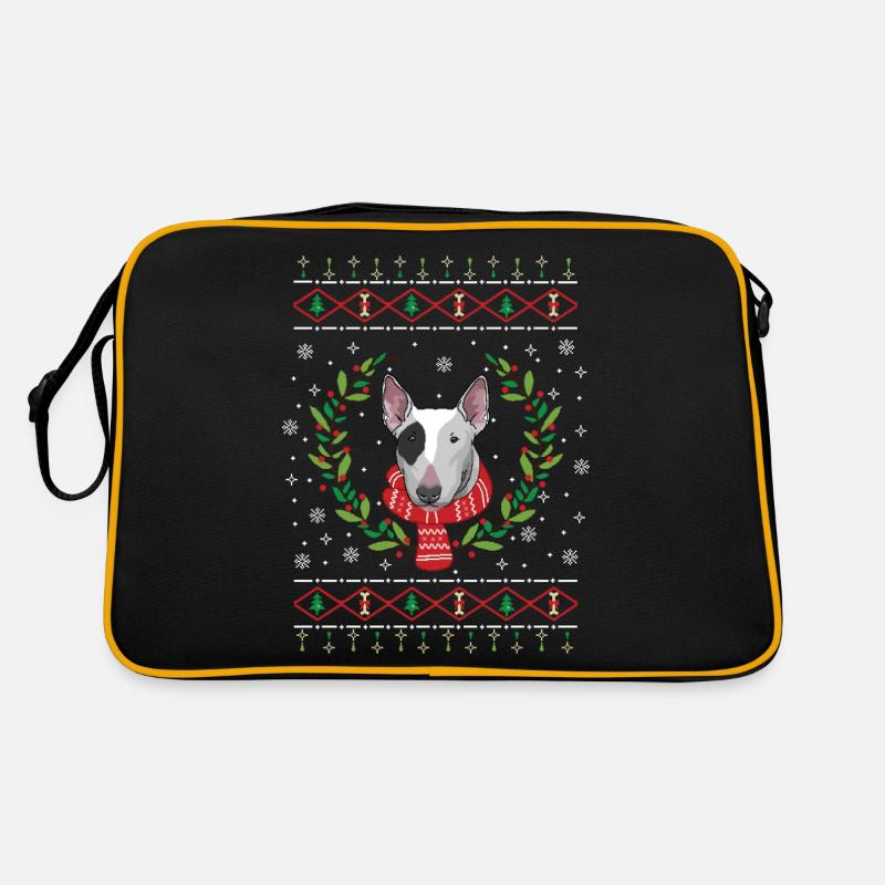 Bull Terrier hässlicher Weihnachtspullover Retro Tasche