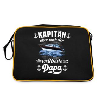 Kapitän Papa Boot Motorboot - Retro Tasche - Schwarz/Gold - Hinten