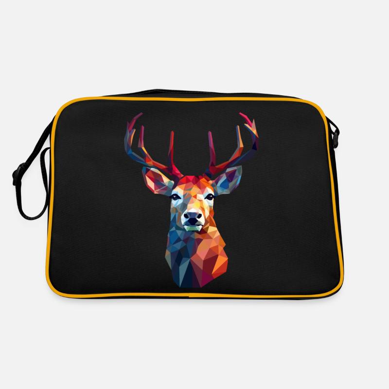 Deer head in low polygon style - Retro Bag - black/gold