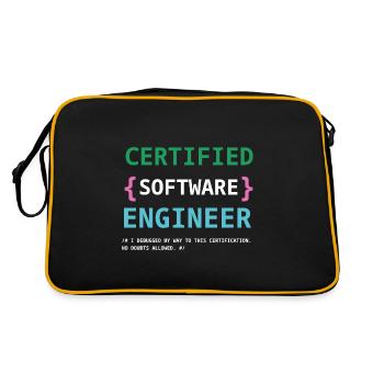 Funny Certified Software engineer - Retro Bag - black/gold - Back
