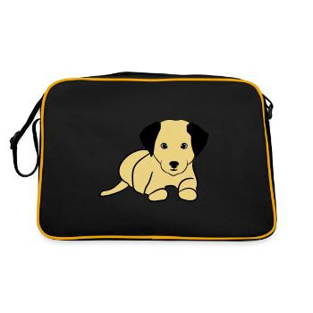 Süßer Hund, Hündchen - Retro Tasche - Schwarz/Gold - Hinten