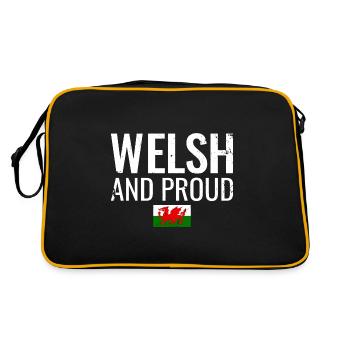 Welsh And Proud Wales Welsh Flag Welsh - Retro Bag - black/gold - Back