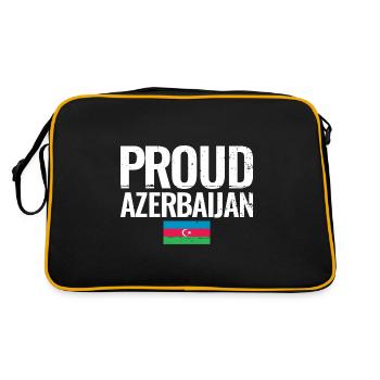 Proud Azerbaijan Aserbaidschan Flagge - Retro Tasche - Schwarz/Gold - Hinten