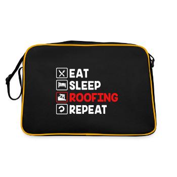 Dachdecker Handwerker Beruf Spruch - Retro Tasche - Schwarz/Gold - Hinten
