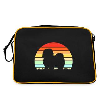 Lhasa Apso Hund - Retro Tasche - Schwarz/Gold - Hinten