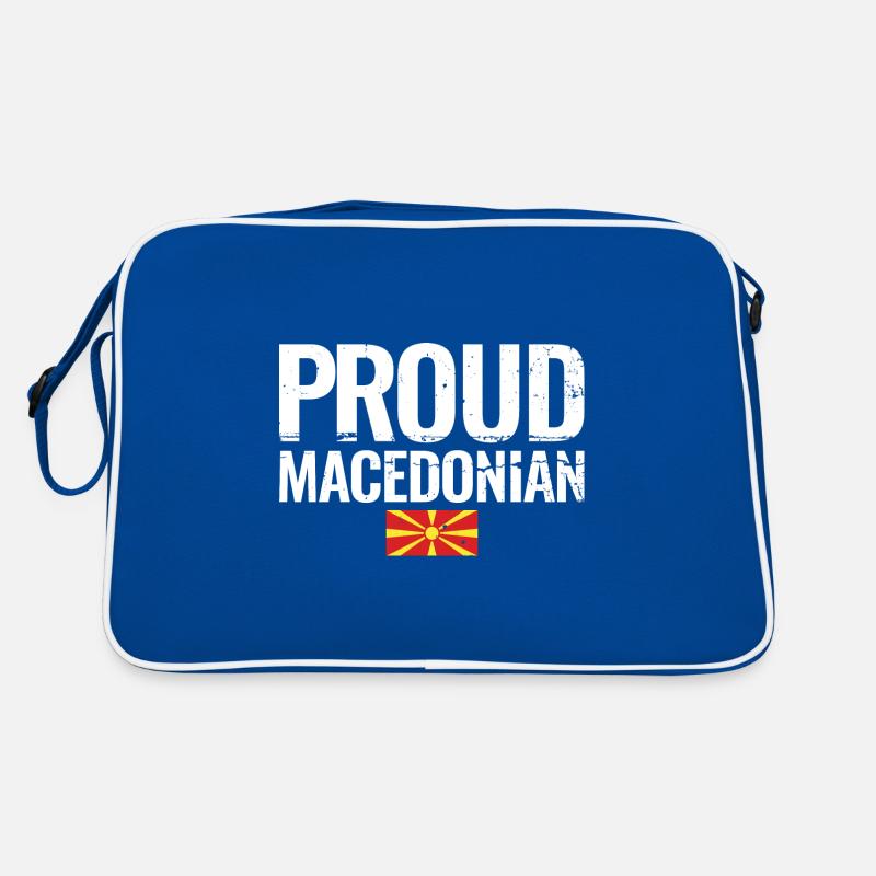 Proud Macedonian Mazedonische Flagge Mazedonier Retro Tasche
