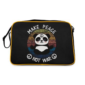 Hippie Panda peace not war - Retro Tasche - Schwarz/Gold - Hinten