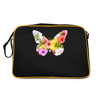 Coconut Girl Aesthetic Butterfly Hibiscus - Retro Tasche - Schwarz/Gold - Hinten