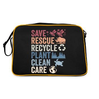 Save Rescue Recycle Plant Clean Care | Earth Day - Retro Bag - black/gold - Back