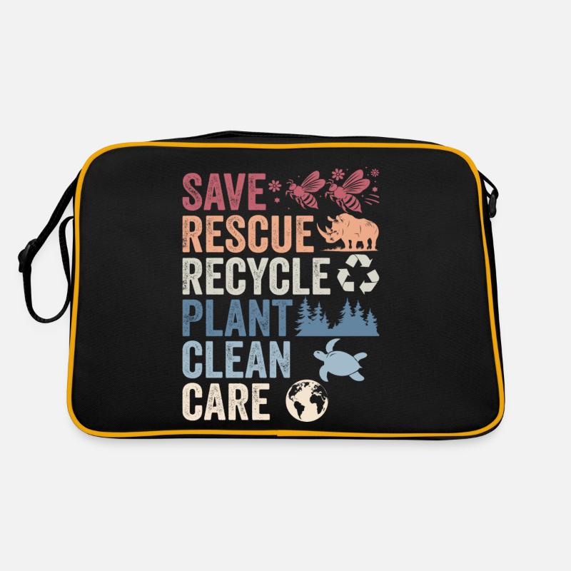 Speichern Retten Recyceln Anlage Saubere Pflege | Tag der Erde Retro Tasche