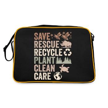 Save Rescue Recycle Plant Clean Care | Earth Day - Retro Bag - black/gold - Back