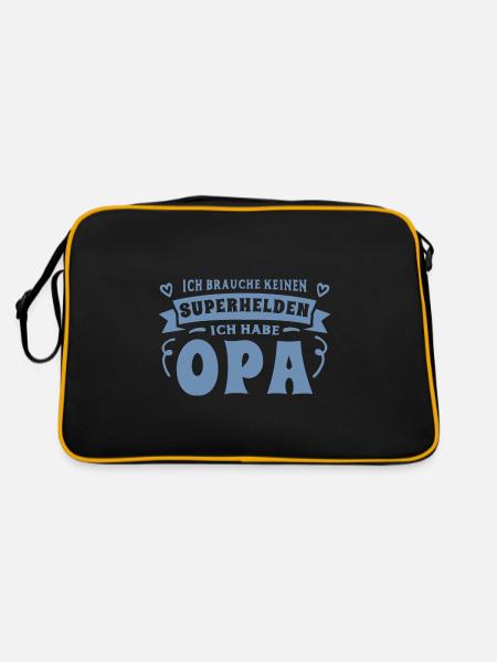 Opa Enkel Sprüche Ich habe meinen Opa - Retro Tasche - Schwarz/Gold - Hinten