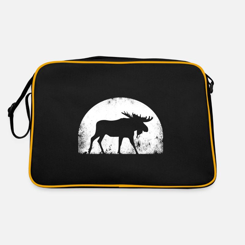 Elch Elche Elchkuh Geweih Geschenk Tierschützer - Retro Tasche - Schwarz/Gold