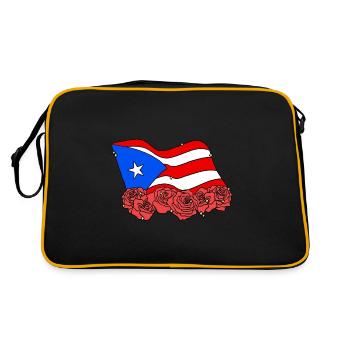 PR Flag Flower Rose Puerto Rico - Retro Bag - black/gold - Back