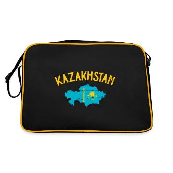 Kazakhstan Carte Kazakh Drapeau Kazakh - Sac Retro - noir/or - Dos