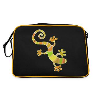 farbiger Gecko - Retro Tasche - Schwarz/Gold - Hinten