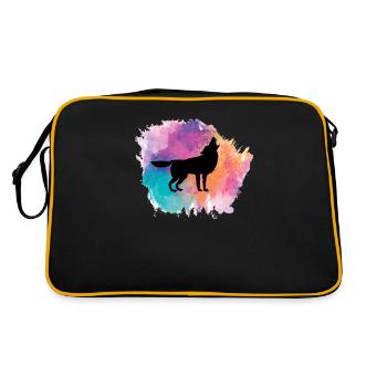 Wolf Dog Animal Wolves Pack Wilderness Forest Animals - Retro Bag - black/gold - Back