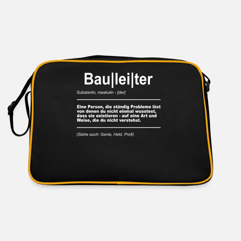 Bauleiter Baustelle Bauherr - Retro Tasche - Schwarz/Gold