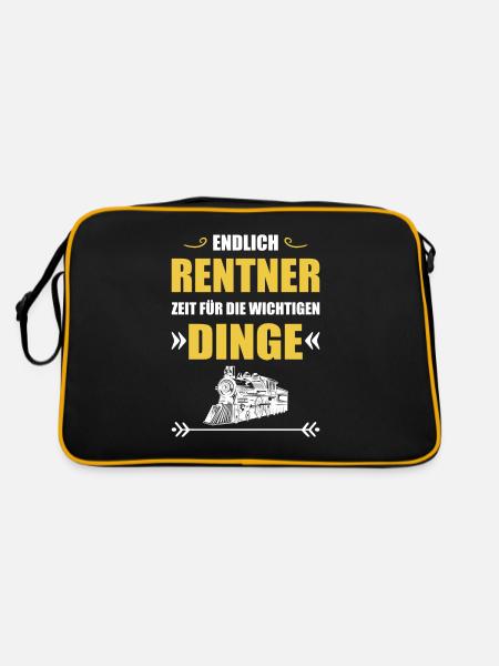 Endlich Zeit für Modelleisenbahn Rente Rentner - Retro Tasche - Schwarz/Gold - Hinten
