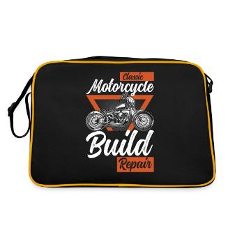 Classic Motorcycle Build Repair Hobby Biker Bike - Retro Bag - black/gold - Back