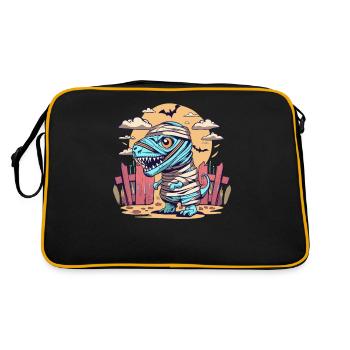 Tyrannosaurus Trex Halloween - Retro Tasche - Schwarz/Gold - Hinten