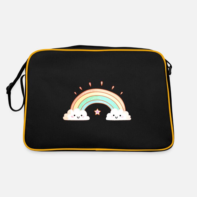 Rainbow watercolor vibrant colors cloud Retro Bag