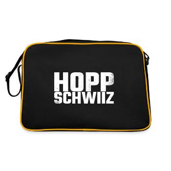 Hopp Schwiiz Switzerland Vintage Schweizer Schweiz - Retro Tasche - Schwarz/Gold - Hinten