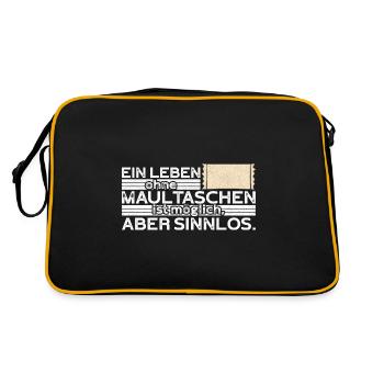 Maultaschen Schwäbisches Lieblingsgericht - Retro Tasche - Schwarz/Gold - Hinten