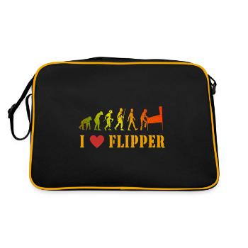 Ich liebe Flipper - Retro Tasche - Schwarz/Gold - Hinten