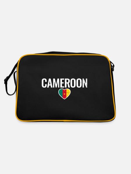 Cameroon Kamerun Kamerunische Flagge Kameruner - Retro Tasche - Schwarz/Gold - Hinten