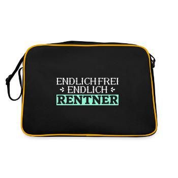 Endlich Frei Endlich Rentner Lustiges Renten - Retro Tasche - Schwarz/Gold - Hinten