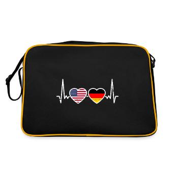 Usa Allemagne Drapeau Américain Allemand - Sac Retro - noir/or - Dos