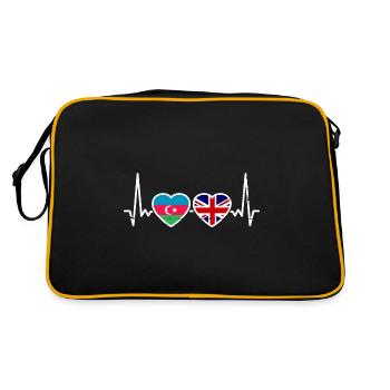 Aserbaidschan Großbritannien Flagge - Retro Tasche - Schwarz/Gold - Hinten