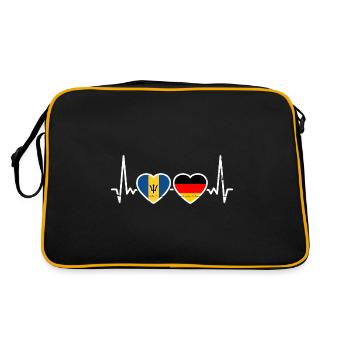 Barbados Deutschland Herzschlag Flagge - Retro Tasche - Schwarz/Gold - Hinten