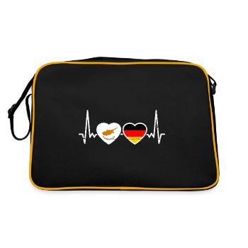 Zypern Deutschland Herzschlag Flagge - Retro Tasche - Schwarz/Gold - Hinten